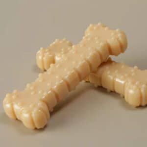 Bone-shaped dog treats in beige, perfect for tasty rewards and happy pups.