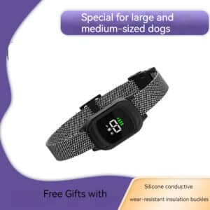 Durable digital dog collar for medium and large breeds with breathable mesh design.