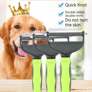 Royal pet grooming comb for gentle knot removal, featuring a crowned golden retriever.