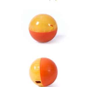 Vibrant treat-dispensing pet toy ball for engaging play and mental stimulation.