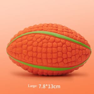 Bright orange textured football with green stripe, ideal for playful sports activities.