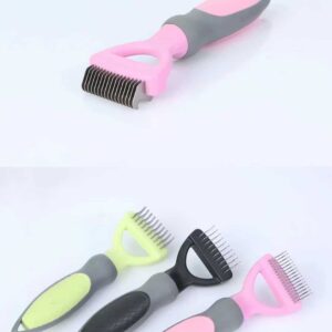 Vibrant pet deshedding brushes for efficient grooming and fur removal in various colors.