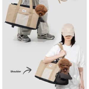 Chic multi-purpose pet bag transforms from stylish shoulder bag to cozy mobile pet nest.