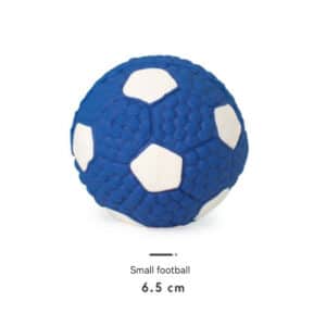 Bright blue rubber football for kids, 6.5 cm, soft, textured, ideal for indoor play.