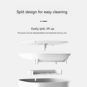 Modular split design allows effortless cleaning and maintenance for a stylish, hygienic product.